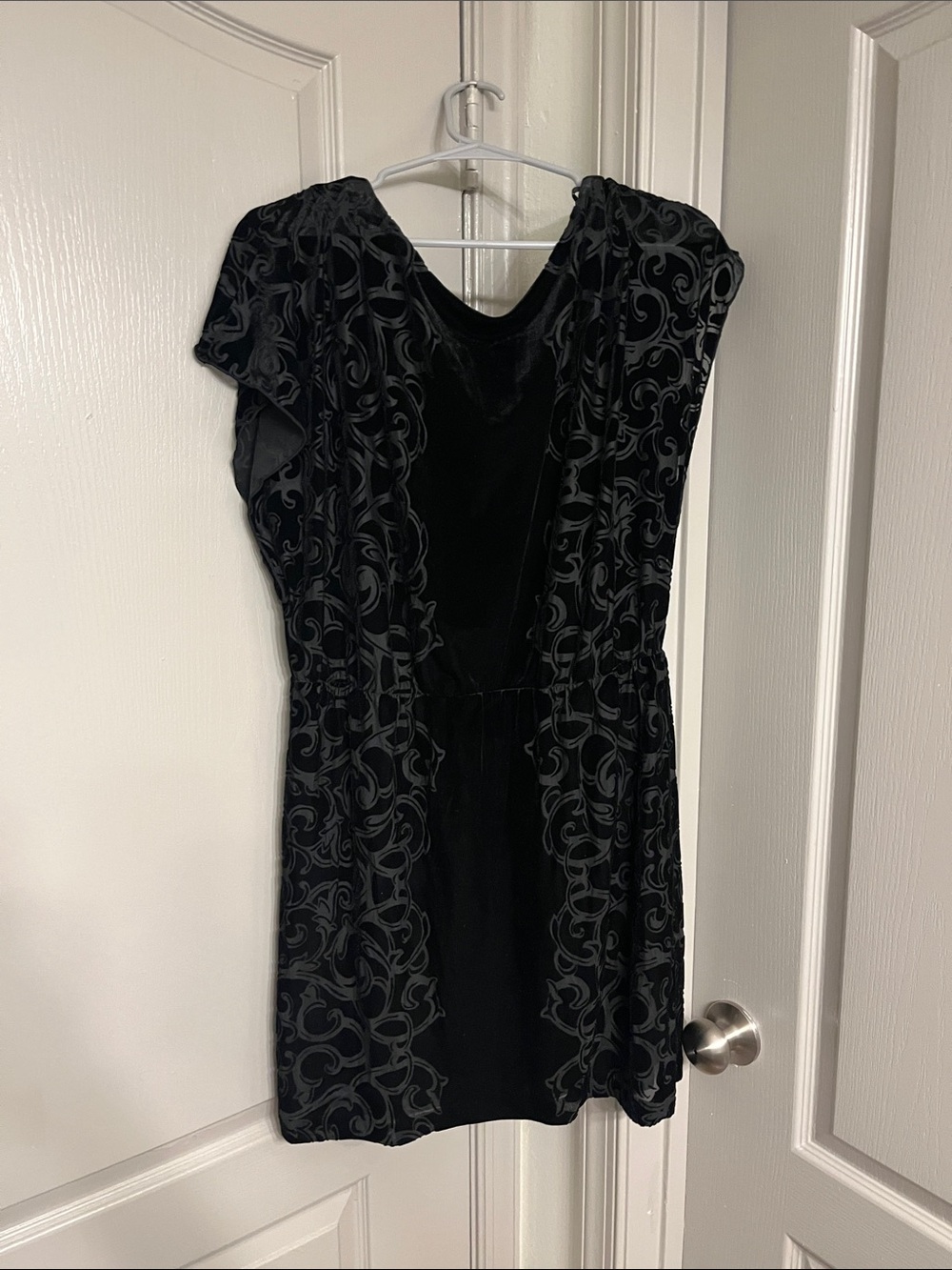 White House Black Market Black Velvet & Burnout Swirl Mini Dress